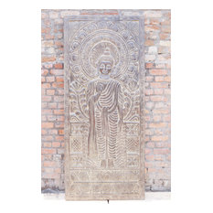 Consigned Vintage Shakyamuni Buddha Door Panel, Wall Art Hand Carved Wall Panels