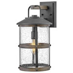 Hinkley - Hinkley 2684DZ Lakehouse - One Light Outdoor Medium Wall Lantern - The look is relaxed, but the components of Lakehouse are quietly satisfying. Lakehouse features a distressed, Aged Zinc finish with clear seedy glass. Driftwood Grey finish rings add a wooden look to round out the coastal casual style. Cast aluminum construction ensures Lakehouse will withstand for years. Blissfully simple, yet all the details are memorable.  2 Years Finish/12 Years on Electrical Wiring and Components  Shade Included: YesLakehouse One Light Outdoor Medium Wall Lantern Aged Zinc/Driftwood Grey Clear Seedy Glass *UL: Suitable for wet locations*Energy Star Qualified: n/a  *ADA Certified: n/a  *Number of Lights: Lamp: 1-*Wattage:100w Medium Base bulb(s) *Bulb Included:No *Bulb Type:Medium Base *Finish Type:Aged Zinc/Driftwood Grey