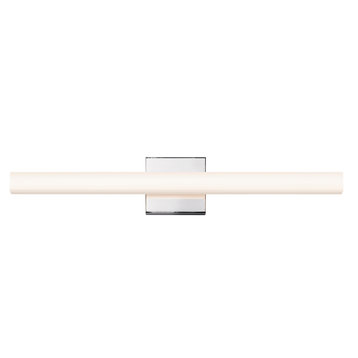 SQ-Bar LED Vanity Light With White Acrylic Shade, Polished Chrome, 24"