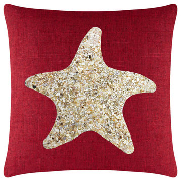 Sparkles Home Shell Starfish Pillow - 16x16" - Red