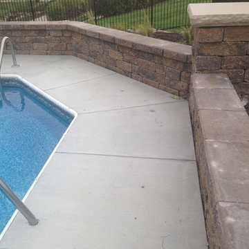 Belgian Block Seating Wall, Granite Boulder Retaining Wall, Paver Patio