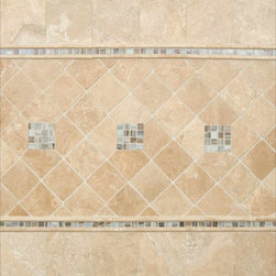 Durango Travertine And Ivory Iridescent Glass 2 - Tile