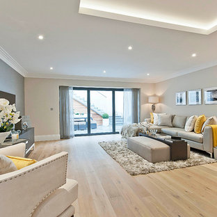 This is an example of a contemporary basement in Surrey.