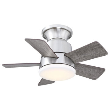 24 in Dimmable Flush Mounted Ceiling fan With 5 Blades and Remote, Brushed Nickel