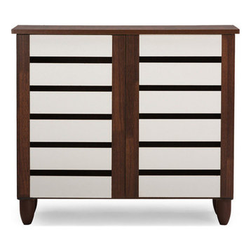 Gisela Oak and White 2-tone Shoe Cabinet With 2 Doors