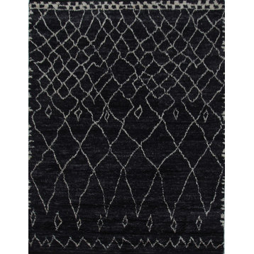 Moroccan Beni Ourain Berber Weave Rug, Black, 8'3"x10'8"