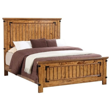 Coaster Brenner Wood Farmhouse Rustic Queen Platform Bed in Brown