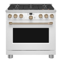 Cafe 5.75 Cu. Ft. Freestanding Dual Fuel Range in Matte White and Brushed Bronze - Gas Ranges And Electric Ranges