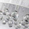 Belle 4-Light White Thread and Chrome Flush Mount With Hanging Crystals Glam