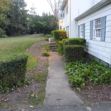 Before Photo Paver Walk, Landing, and steps with Landscaping - Wayne, PA