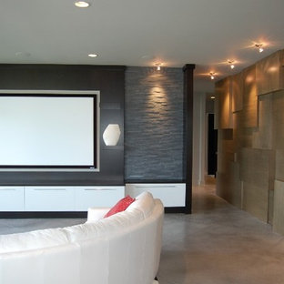 Home theater - contemporary home theater idea in Omaha