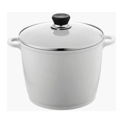 SignoCast 7 Quart Pearl White Aluminum Stock Pot with Lid - Stockpots