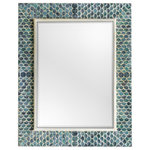 Uttermost - Uttermost Makaria Coastal Blue Mirror 08157 - This Unique Design Takes A Whimsical Approach By Adorning A Solid Wood Frame With Fiber Glass Mermaid Scales, Hand Painted In Shades Of Tropical Blues, Accented With A Heavy White Wash. Mirror Is Beveled. May Be Hung Horizontal Or Vertical.