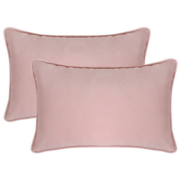 A1HC Soft Velvet Throw Pillow Covers Only, Set of 2, Pink, 12"x20"