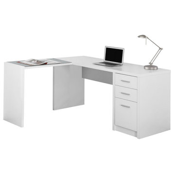 Computer Desk Home Office Corner L Shape Work Laptop Laminate White