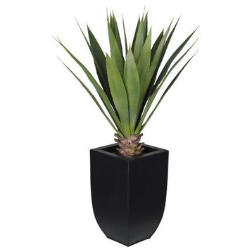 Artificial Tabletop Yucca in Matte Black Zinc Vase
