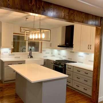 Farmhouse Kitchen with Grey Base and White Uppers