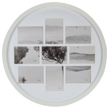 21" White Round Collage With 9 Slots for 4x6 Photos Wall Decor