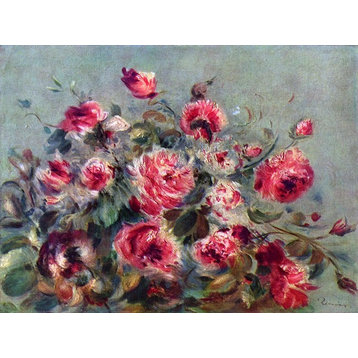 Tile Mural, Still Life Peonies Flowers By Pierre-Auguste Renoir Ceramic, Glossy