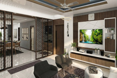 Living Room with Jali Partition, Mohammadpur Flat Dhaka