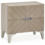 AICO/Michael Amini - AICO Michael Amini Penthouse Night Stand - Make the perfect bedside statement with The Penthouse Collection Nightstand. Smooth marble tops, slanting wood patterns, and sleek contemporary shapes are all you need to revitalize your bedroom style!
