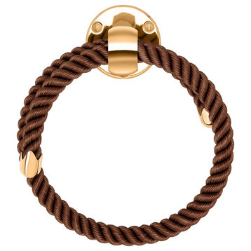Nautiluxe Collection Nautical Towel Ring, Brown Rope and Gold