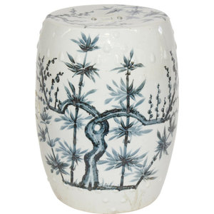 Black And White Floral Bird Motif Porcelain Garden Stool 17 Asian Accent And Garden Stools By William Sung Houzz