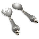 Julia Knight - Peony Salad Serving Set, Platinum - Fill your home with beauty. Just like the Peony, Julia Knight��_s serveware pieces are beautiful, but never high maintenance! Knight��_s romantic Peony Collection is known for its signature scalloped edges that embody the fullness, lushness and rounded bloom of nature��_s ��_Queen of Flowers��_. The Peony has been cherished for centuries and is known worldwide for symbolizing prosperity, honor, good fortune & a happy marriage! Handcrafted and painted by artisans, this Salad Serving Set is fabulous for everyday or an extravagant soir��_e! Mix and match all of the remarkable colors in the Peony Collection or pair with pieces from Julia Knight��_s Floral, Classic or By the Sea Collections!