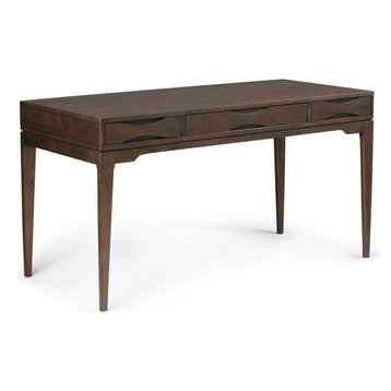 Harper SOLID WOOD Mid Century Modern 60" W Writing Office Desk in Walnut Brown