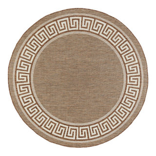 Giovanna Transitional Greek Key Indoor/Outdoor Area Rug, 8' Round ...