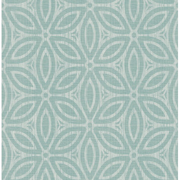 Turquoise Hepatica Petal Peel and Stick String Wallpaper, Green, Bolt
