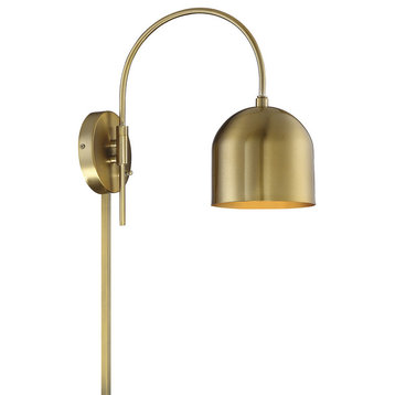 1-Light Adjustable Wall Sconce, Brass