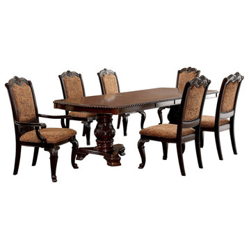 Furniture of America Ramsaran Wood 7-Piece Extendable Dining Set in Brown Cherry