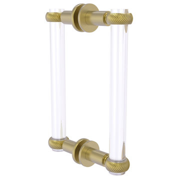 Clearview 8" Back to Back Shower Door Pull, Twisted Accents, Satin Brass