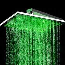 Contemporary Stainless Steel Shower Head with Color Changing LED Light HS12F - Showerheads And Body Sprays