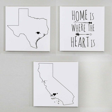 State Heart Canvas Wall Art Sets