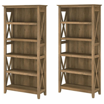 Bush Furniture Key West 5 Shelf Bookcase Set, Reclaimed Pine