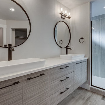 Modern Slab Style Kitchen & bath Cabinetry in High Definition Wood Grain Texture