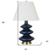 26" Blue and Gold Glass Table Lamp With White Empire Shade