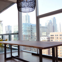 Black Walnut Book-Matched Live Edge Dining Table With Custom Base - Dining Tables