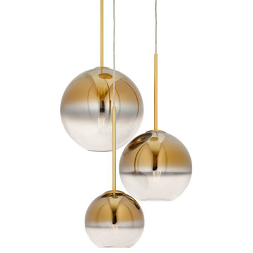 3-Light Ombre Glass Pendant, Soft Gold