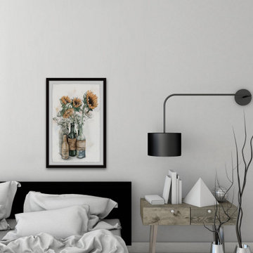 "Sunflower Centerpiece II" Framed Painting Print