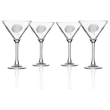 Aspen Leaf Martini Glass 10 Ounce, Set of 4 Glasses