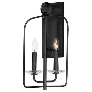 Maxim Lighting Madeira 2-Light Wall Sconce, Anthracite/Textured Clear, 12322TCAR