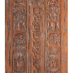 Mayan Motifs Carved Single Door in Solid Mahogany - Front Doors