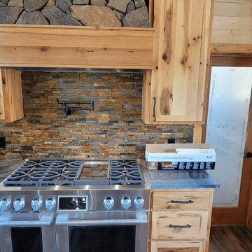 Twin Cities Rustic Kitchen Stacked Stone Backsplash