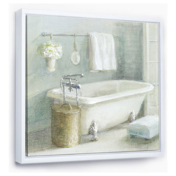 Designart Pastel Bath I Bathroom Framed Canvas Art, White, 46x46