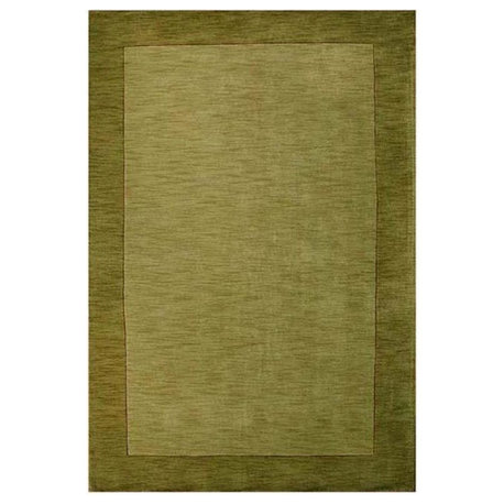 Bordered Hand-Tufted Wool Rug, Green, 5'x8'