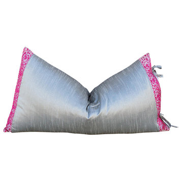 Large Festive Indian Silk Queen Lumbar Pillow Cover, Belli