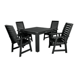 Highwood USA - Weatherly 5-Piece Square Dining Set, Black - Outdoor Dining Sets